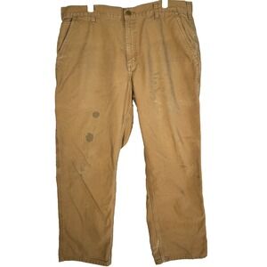 Carhartt Pants Mens 38x30 Brown Workwear Dungaree Fit Stained Distressed